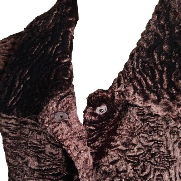 Kate Hill Curly Brown Lambs Fur Jacket size 16 Fitted Boxy - Picture 2 of 7